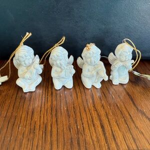 Ganz Porcelain Glazed Cherub Angels Hanging Ornaments‎ set of 4